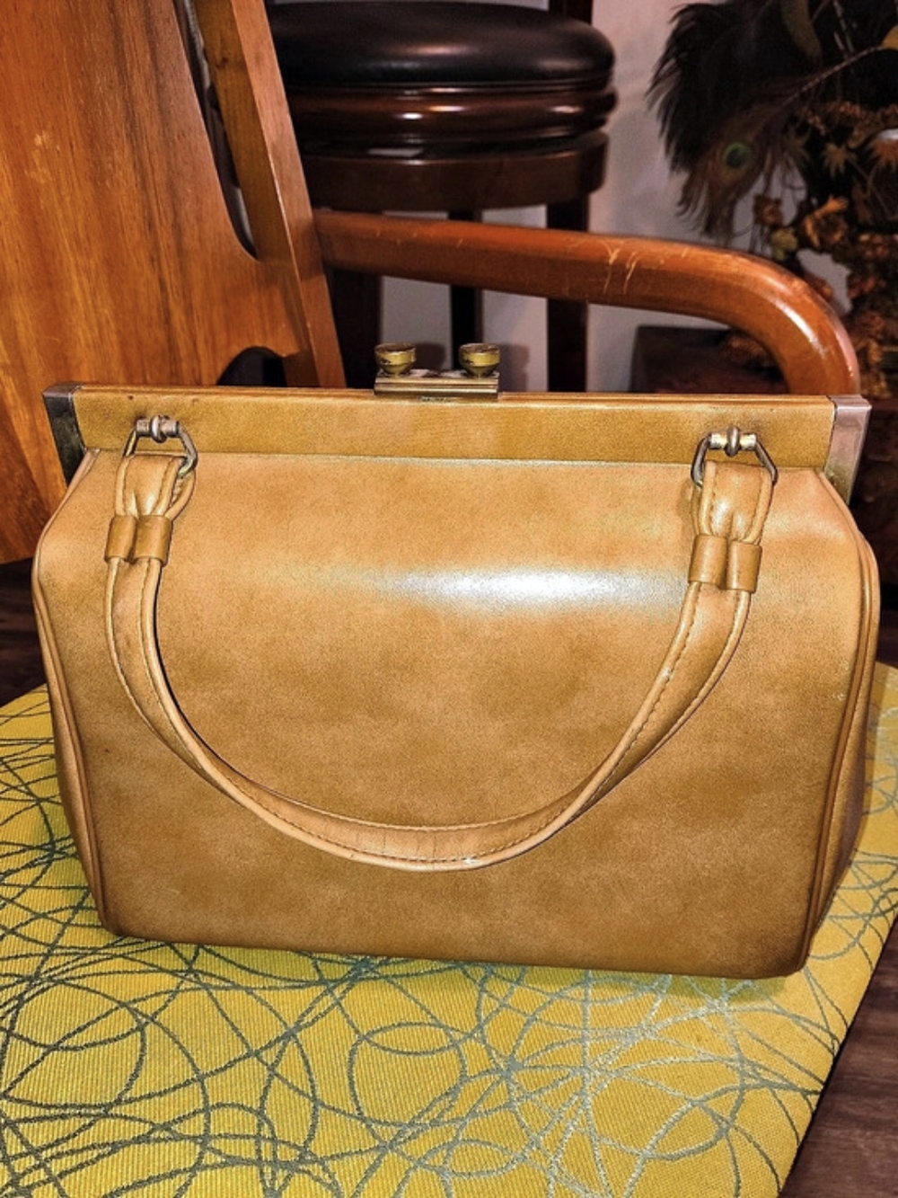 Vintage Van Raalte Ever Soft 1960s Tan Frame Handbag
